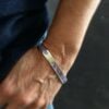 collection femme bracelet argent porté manchette saphir parme nacre parme decoupe laser