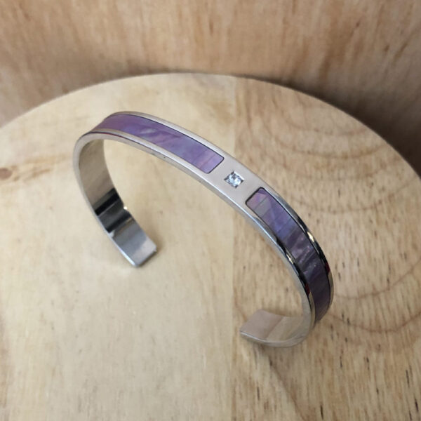 manchette arc en ciel argent nacre parme saphir blanc vue haut