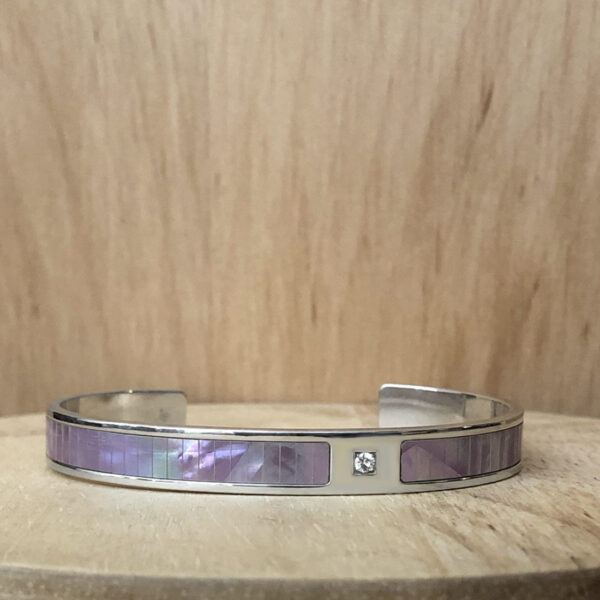 manchette arc en ciel argent nacre parme saphir blanc