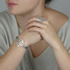 bracelet et bague labyrinthe argent cordon collection femme les ligne grenat tsavorite