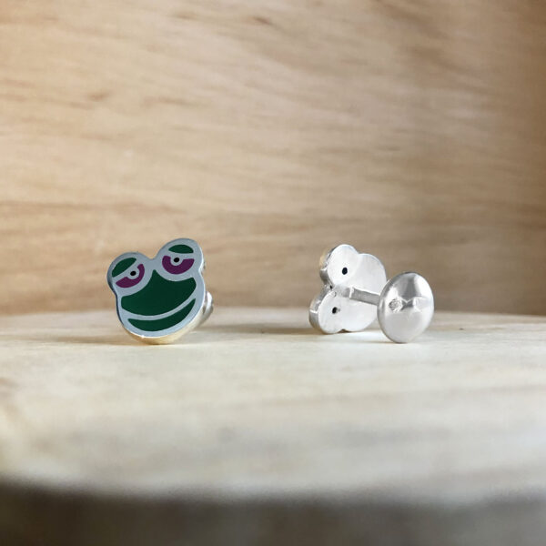 boutons de manchettes jungle grenouille argent laque 2 | 26 Passage, Créatrice de bijoux à Paris boutons de manchette collection le masculin jungle grenouille laque vue profil bijoux homme