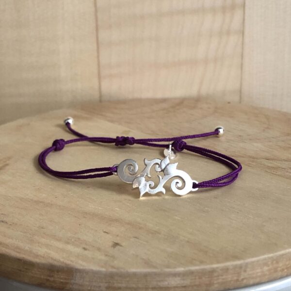 bracelet arabesque argent cordon orange | 26 Passage, Créatrice de bijoux à Paris bracelet arabesque argent sur cordon collection femme les subtiles 26 passage artisan bijoutier