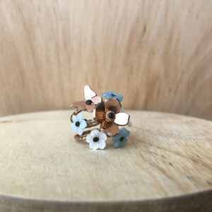 Bague Prairie vermeil amazonite nacre blanche copie collection nature fleurs