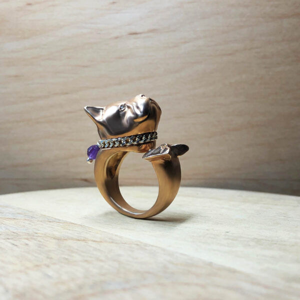 bague bouledogue vermeil XXL collection les animaux