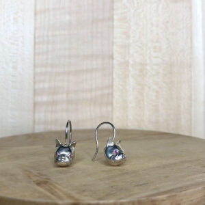boucles bouledogue en argent saphirs roses dans les yeux boucles bouledogue en argent saphirs roses dans les yeux collection les animaux