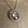 pendentif galaxie argent grenat rhodolite perles eau douce et quartz rose vue cote | 26 Passage, Créatrice de bijoux à Paris pendentif galaxie argent grenat rhodolite perles eau douce et quartz rose vue cote collection les perles
