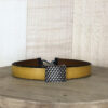 bracelet cuir ocre motif losange argent noir | 26 Passage, Créatrice de bijoux à Paris bracelet cuir ocre motif losange argent noir collection les masculins collection pour homme