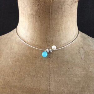 Pendentif roudoudou argent perle eau douce calcedoine sea Blue collection perle femme