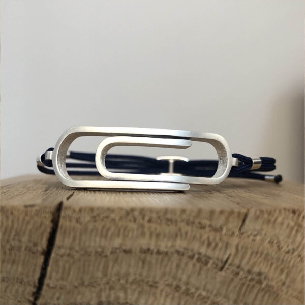 bracelet trombone argent cordon marine fermoir argent les masculins bijoux homme