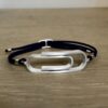 bracelet trombone argent cordon marine fermoir argent vue dessus collection femme les masculins