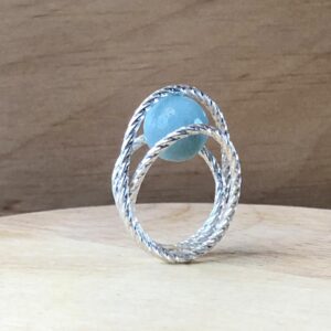 bague hop argent perle amazonite vue face
