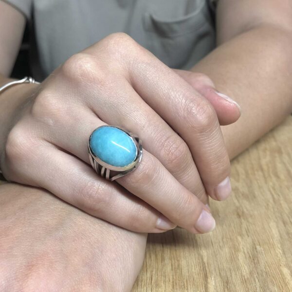 chevaliere filaire argent cabochon amazonite collection les pierres