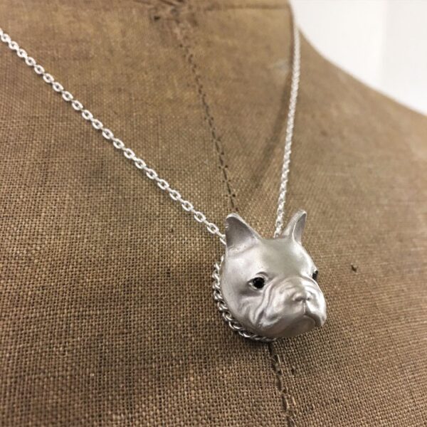 collier bouledogue gm argent spinelles noires | 26 Passage, Créatrice de bijoux à Paris collier bouledogue gm argent spinelles noires