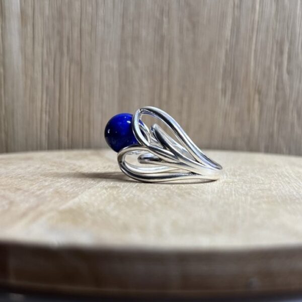 bague nid argent perle de lapis lazuli collection pierres