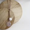 collier lasso chaine jaseron vermeil galet quartz rose perle coin | 26 Passage, Créatrice de bijoux à Paris collier lasso chaine jaseron vermeil galet quartz rose perle coin