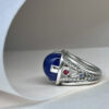 chevaliere abizance rgent tanzanite cabochon saphirs rouges cote | 26 Passage, Créatrice de bijoux à Paris
