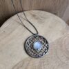 collier pondichery argent noir pierre de lune cabochon